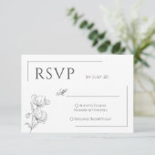 Mohnblütenhochzeit in Chic Blume RSVP Karte (Stehend Vorderseite)