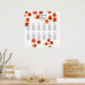 Mohnblütenvogel-Blume Hochzeitskizze Poster (Küche)