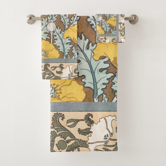 Mohndarstellung, gelbe Blume Badhandtuch Set (Insitu)