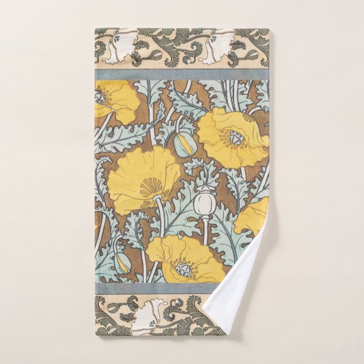 Mohndarstellung, gelbe Blume Badhandtuch Set (Handtuch)