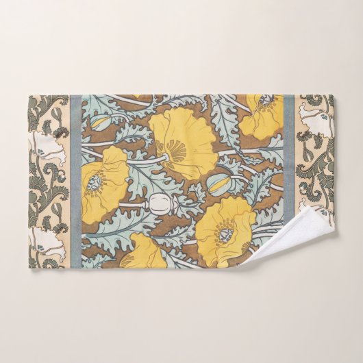 Mohndarstellung, gelbe Blume Badhandtuch Set (Handtuch)