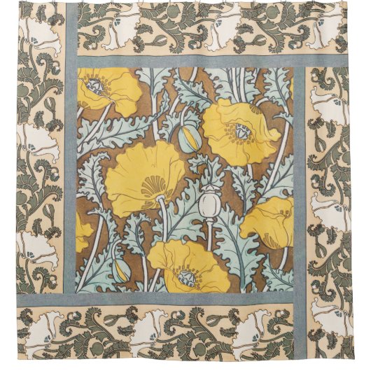 Mohndarstellung, gelbe Blume Duschvorhang (Vorderseite)