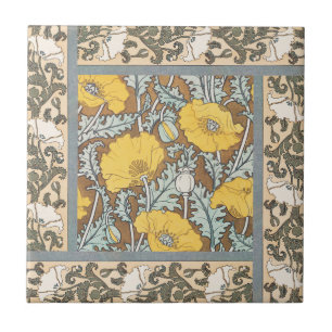 Mohndarstellung, gelbe Blume Fliese