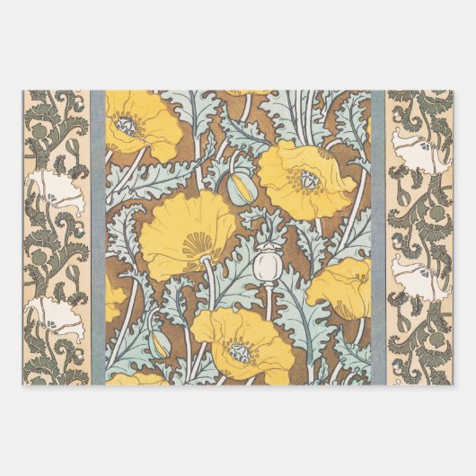 Mohndarstellung, gelbe Blume Geschenkpapier Set (Vorderseite)