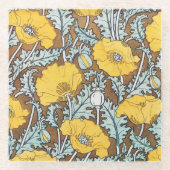 Mohndarstellung, gelbe Blume Glasuntersetzer (Vorderseite)