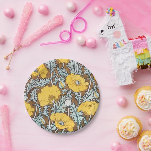 Mohndarstellung, gelbe Blume Pappteller (Party)