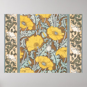 Mohndarstellung, gelbe Blume Poster