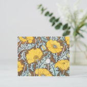 Mohndarstellung, gelbe Blume Postkarte (Stehend Vorderseite)
