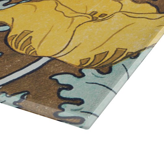 Mohndarstellung, gelbe Blume Schneidebrett (Ecke)