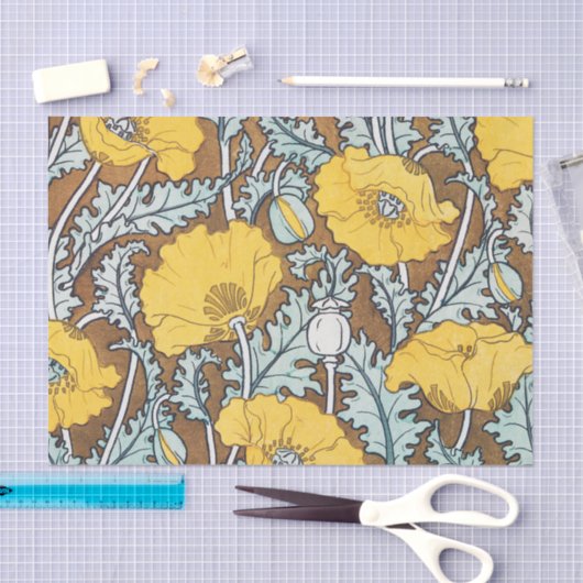 Mohndarstellung, gelbe Blume Seidenpapier (Handwerk)