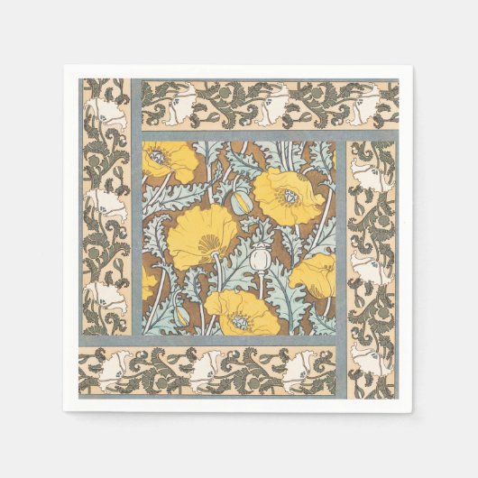 Mohndarstellung, gelbe Blume Serviette (Vorderseite)