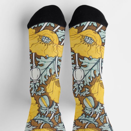 Mohndarstellung, gelbe Blume Socken (Oben)