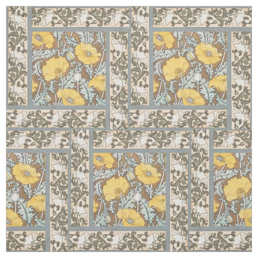 Mohndarstellung, gelbe Blume Stoff (Muster)