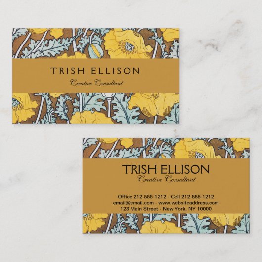 Mohndarstellung, gelbe Blume Visitenkarte (Vorne/Hinten)