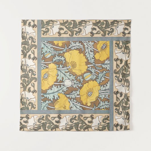 Mohndarstellung, gelbe Blume Wandteppich (Vorderseite (Horizontal))