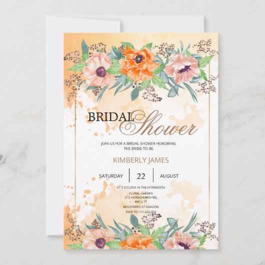 Mohndusche Blume Brautdusche Einladung (Vorderseite)