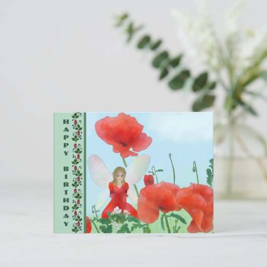 Mohnelfe Postkarte (Stehend Vorderseite)