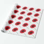 Mohnfarben-Blume-Muster Rot und Weißwrapping Paper Geschenkpapier (Ungerollt)