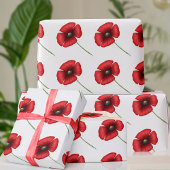 Mohnfarben-Blume-Muster Rot und Weißwrapping Paper Geschenkpapier