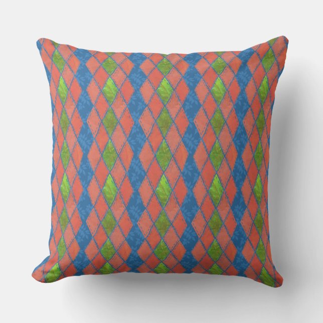 Mohnfarben Imitate-Patchwork Kissen oder Kissen (Vorderseite)