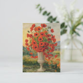 Mohnfarben in Vase, Van Goh Style, bunt Postkarte (Stehend Vorderseite)
