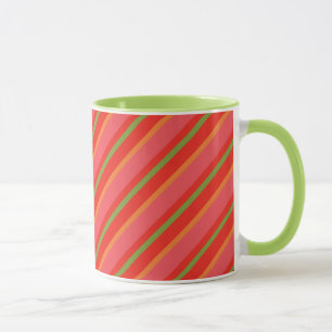 Mohnfarben Snazzy Streifen Ringer Tasse