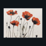 Mohnfarben Zeichnend Postkarte<br><div class="desc">Mohnfarben in minimalistischer Zweifarbenfarbe,  zeichnend künstlerische KI</div>