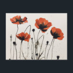 Mohnfarben Zeichnend Postkarte<br><div class="desc">Mohnfarben in minimalistischer Zweifarbenfarbe,  zeichnend künstlerische KI</div>