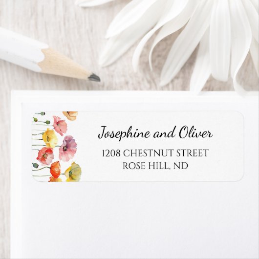 Mohnfarbene Blume Hochzeitsaufkleber (Insitu)