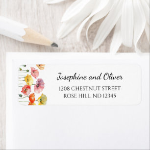 Mohnfarbene Blume Hochzeitsaufkleber