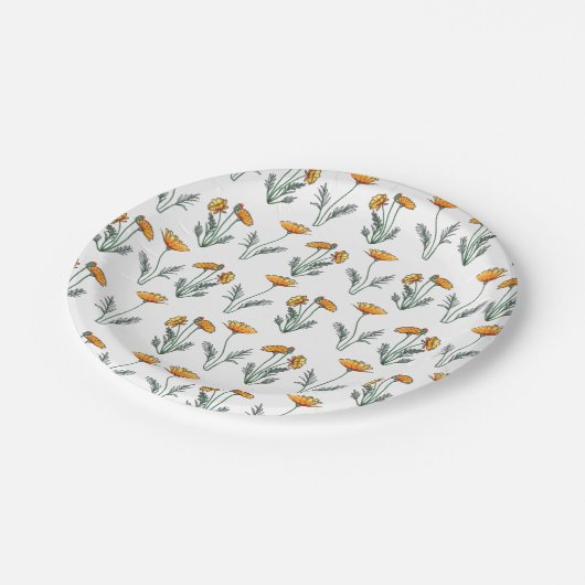 Mohnfarbene Dekorpapier-Teller Pappteller (Schrägansicht)