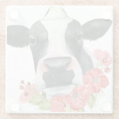 Mohnfarm - Kuh mit Blume Glasuntersetzer (Rückseite)