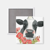 Mohnfarm - Kuh mit Blume Magnet (Vorderseite/Rückseite)