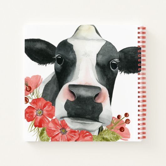 Mohnfarm - Kuh mit Blume Notizblock (Rückseite)