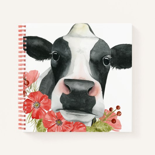 Mohnfarm - Kuh mit Blume Notizblock (Vorderseite)