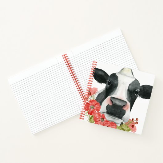 Mohnfarm - Kuh mit Blume Notizblock (Innenseite)