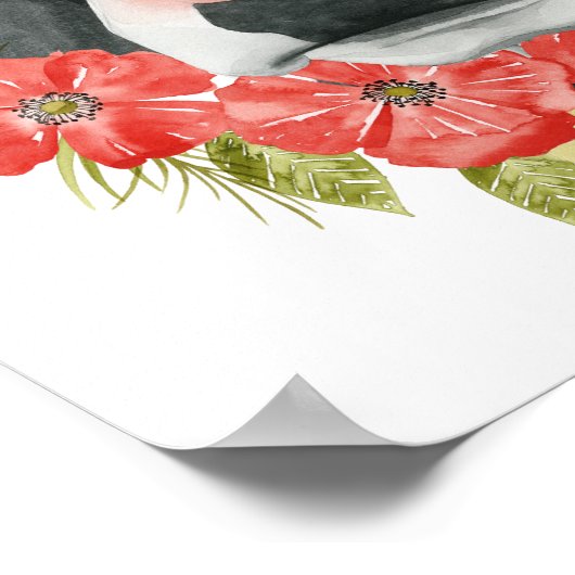 Mohnfarm - Kuh mit Blume Poster (Ecke)