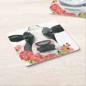 Mohnfarm - Kuh mit Blume Rechteckiger Pappuntersetzer (angewinkelt)