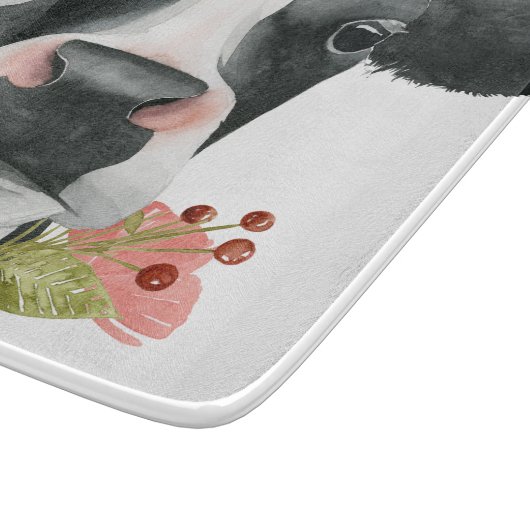 Mohnfarm - Kuh mit Blume Schneidebrett (Ecke)