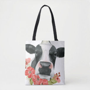 Mohnfarm - Kuh mit Blume Tasche