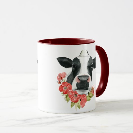 Mohnfarm - Kuh mit Blume Tasse (VorderseiteRechts)