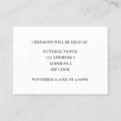 Mohnfeier für lebenslange Bestattungskarten Visitenkarte (Rückseite)