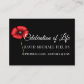 Mohnfeier für lebenslange Bestattungskarten Visitenkarte (Vorderseite)