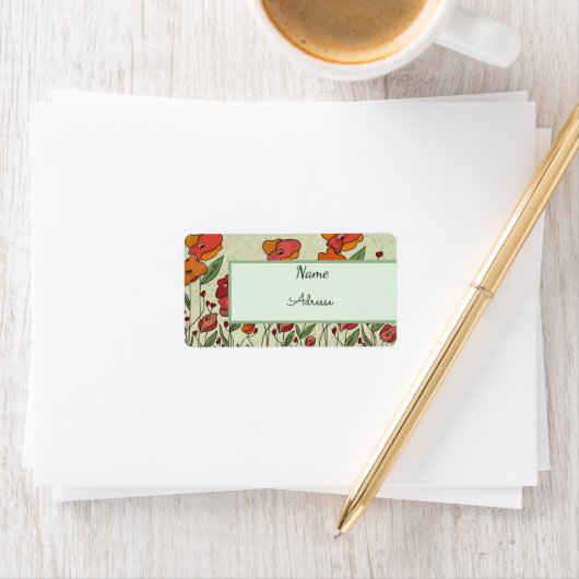 Mohnfeld Adressaufkleber (Insitu)