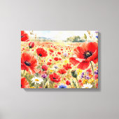 Mohnfeld - Aquarell Mohn Leinwanddruck (Vorderseite)