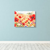 Mohnfeld - Aquarell Mohn Leinwanddruck (Insitu (Holzboden))