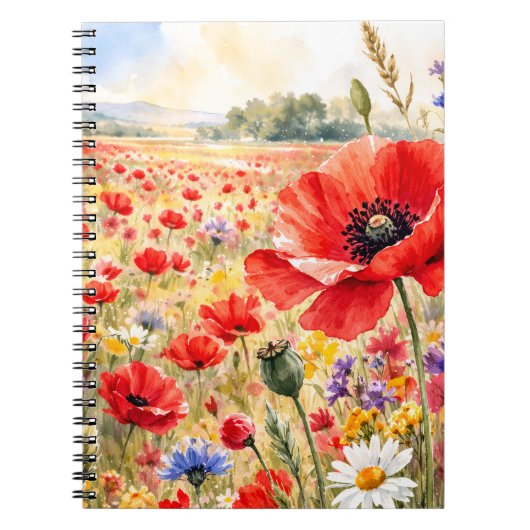 Mohnfeld - Aquarell Mohn Notizblock (Vorderseite)
