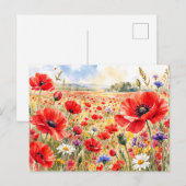 Mohnfeld - Aquarell Mohn Postkarte (Vorne/Hinten)