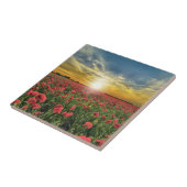 Mohnfeld bei Sonnenuntergang Fliese (Seite)