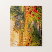 Mohnfeld Cottage mit Holzpfad Puzzle (Vertikal)
